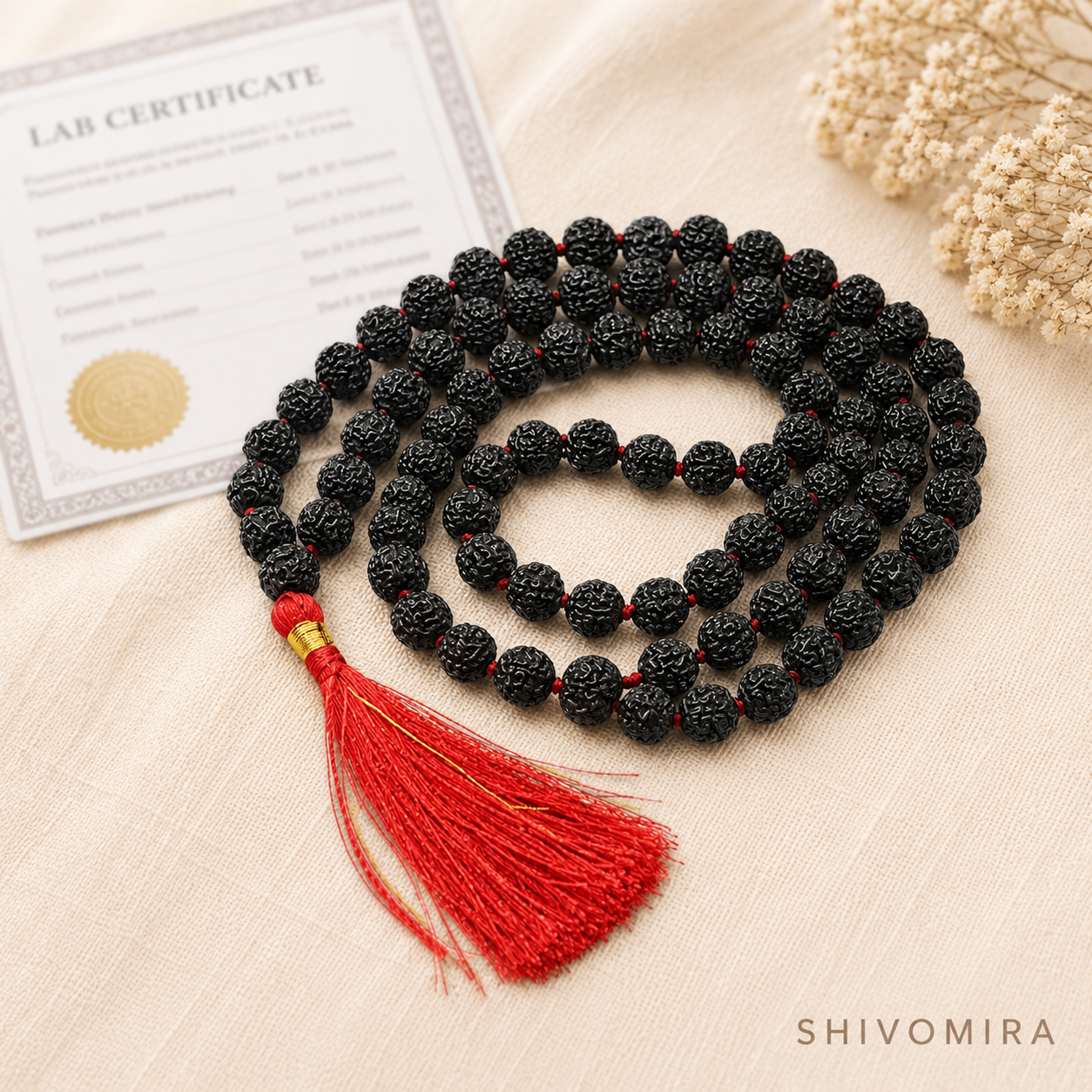 Black Rudraksha Mala 8MM | 27+1 & 108+1 Variants | Lab Certified