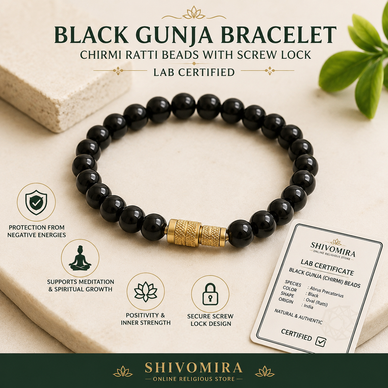 Black Gunja Bracelet Chirmi Ratti Beads with Screw Lock for Positivity