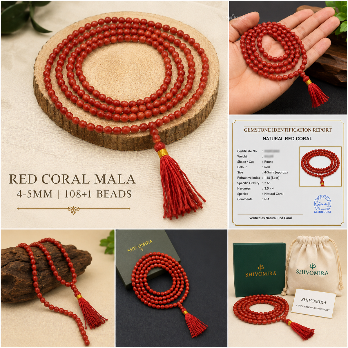 Red Coral Mala 4-5MM