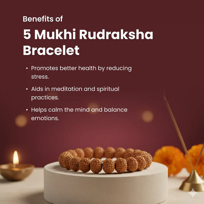Rudraksha Bracelet 8MM Lab Certified premium original beads on high stretch elastic by Shivomira